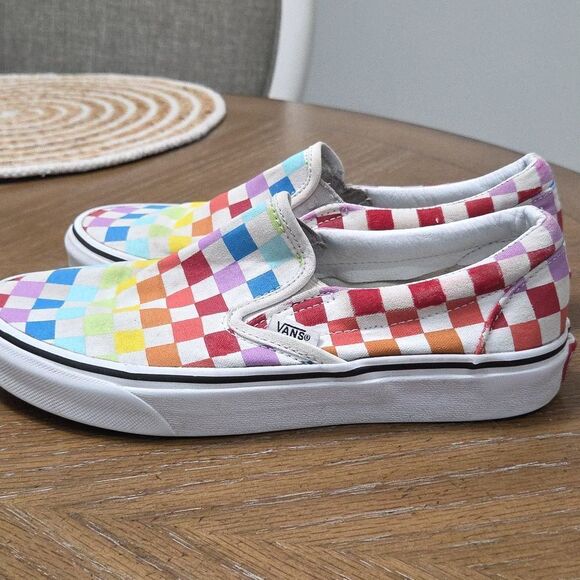 Vans Checkerboard Raunbow Slip On Sneakers, Unisex 7W/5.5M - Picture 4 of 10